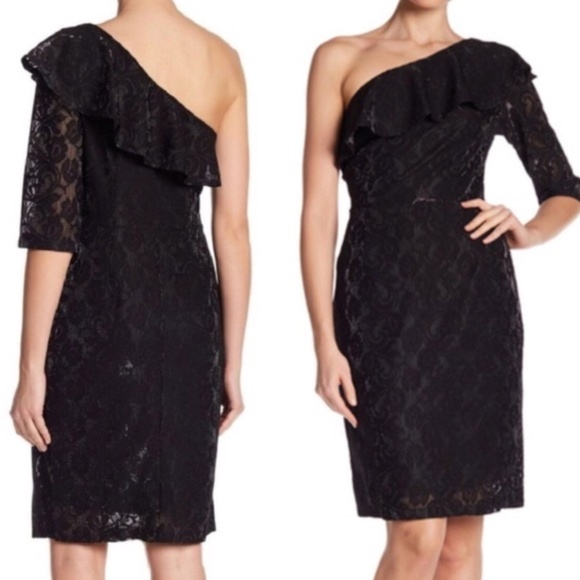 Nynette Dress - Metallic Ruffle Shoulder Dress with Drop Waist main image 0